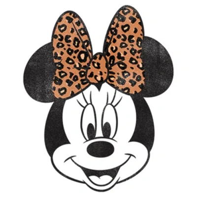 Mickey & Friends Girl's  Minnie Mouse Cheetah Print Bow Portrait  Graphic T-shirt In White