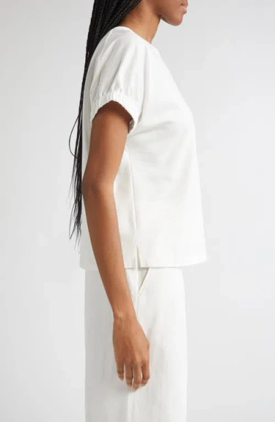 Lafayette 148 Gathered Cuff Dolman Tee In White