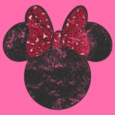 Mickey & Friends Girl's  Minnie Mouse Distressed Red Leopard Bow  Graphic T-shirt In Pink