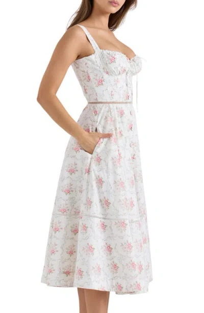 House Of Cb Chiarina Floral Print Midi Dress In White