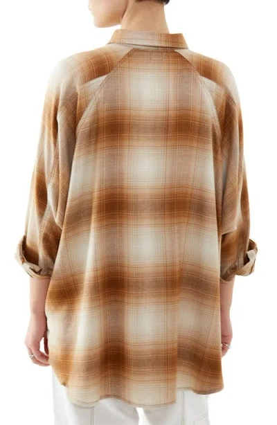 Bdg Urban Outfitters Brendon Plaid High-low Hem Button-up Shirt
