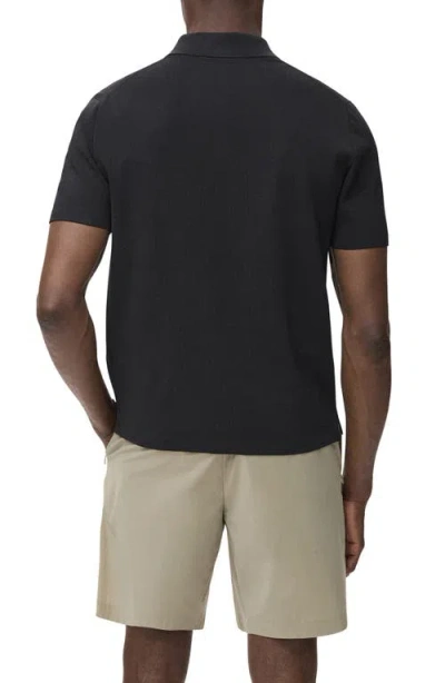 Mango Men's Coolmax Zipper Fine-knit Polo Shirt In Black