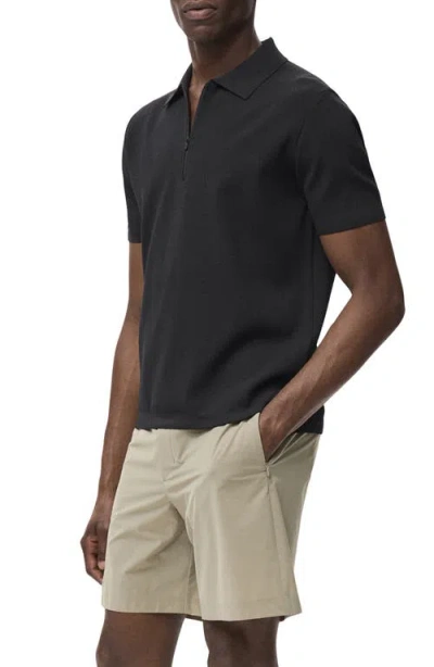 Mango Men's Coolmax Zipper Fine-knit Polo Shirt In Black