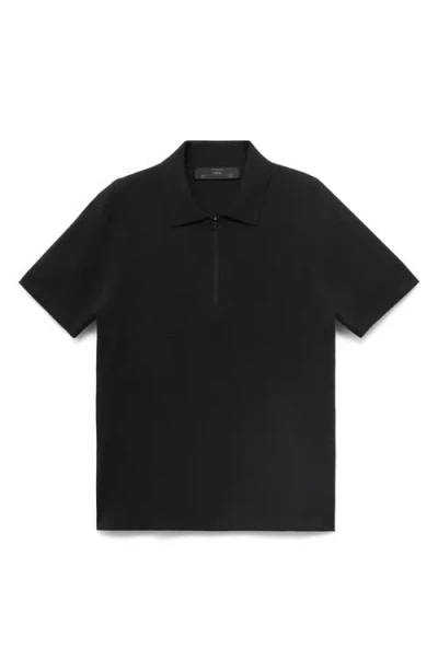 Mango Men's Coolmax Zipper Fine-knit Polo Shirt In Black