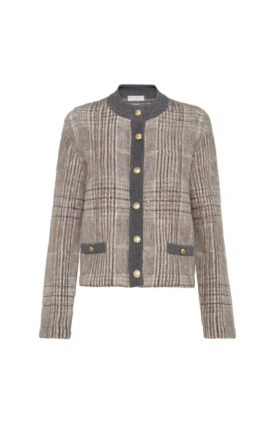 Brunello Cucinelli Jacquard Cardigan With Dazzling Check