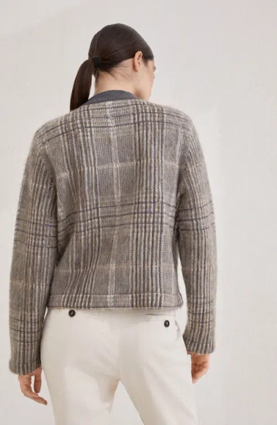 Brunello Cucinelli Jacquard Cardigan With Dazzling Check