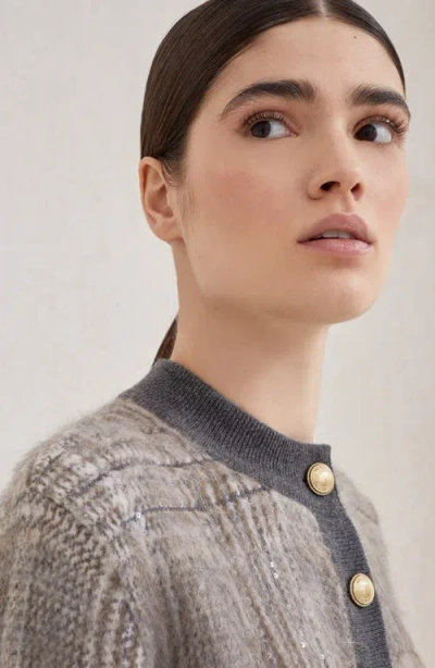 Brunello Cucinelli Jacquard Cardigan With Dazzling Check