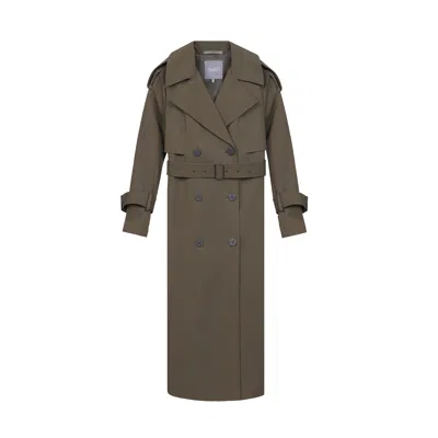 Inavati Women's Green Double-breasted Trench Coat In Olive