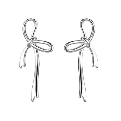 Harfi Men's Sterling Silver Bow Tie Tassel Wedding Stud Earrings