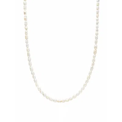 Nialaya Men's White Mini Pearl Necklace