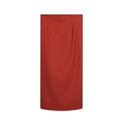 Inavati Women's Yellow / Orange Midi Slim Fit Rust Skirt
