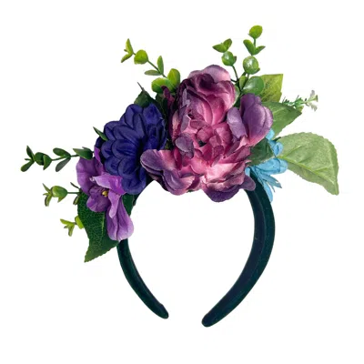 Natalia Petruch Women's Purple / Green Sylvana Velvet Flower Headband