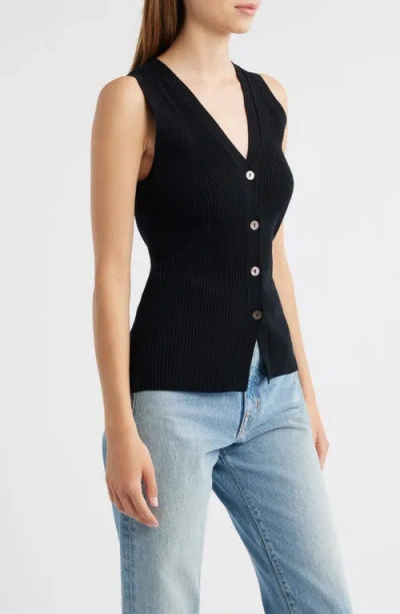 Rails Tatia Rib Button-up Vest In Black