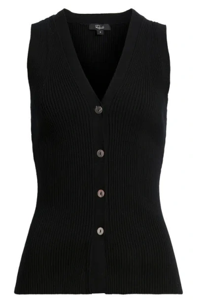 Rails Tatia Rib Button-up Vest In Black