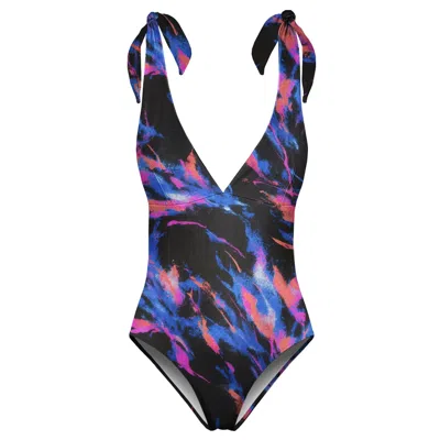 Aloha From Deer Women's Black / Blue / Orange Fiery Aurora One Piece Swimsuit