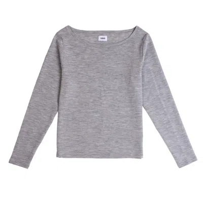 Vænn Women's Grey Baby Wool Long Sleeve Wide Neck Crew Marble