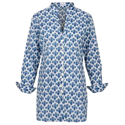 At Last... Women's Blue / White Cotton Louise Shirt In Blue Thistle