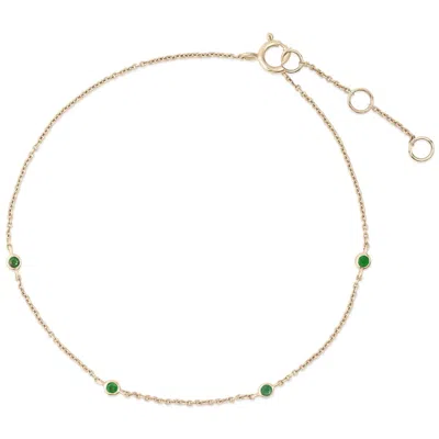 Zohreh V. Jewellery Women's Gold / Green Emerald Station Bracelet 9k Gold