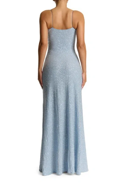 Naked Wardrobe Sequin Embroidery Dress In Blue