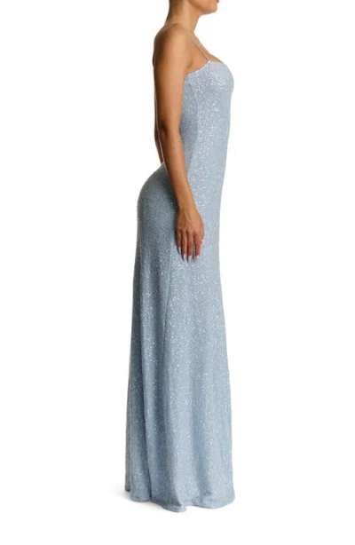 Naked Wardrobe Sequin Embroidery Dress In Blue