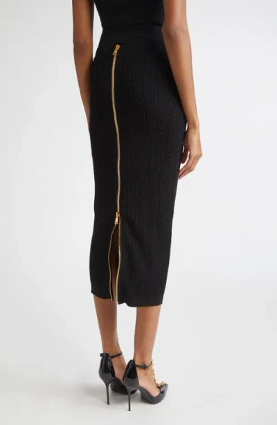 Balmain Black Skirt With Logo Buttons And Zip Closure