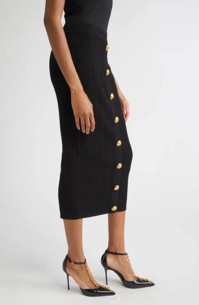 Balmain Black Skirt With Logo Buttons And Zip Closure