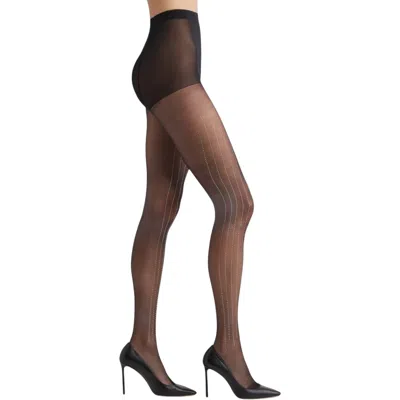 High Heel Jungle By Kathryn Eisman Women's Linear Crystal Tights - Black Medium Large