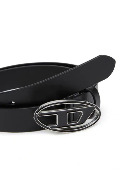 Diesel Black Belt With Oval Logo Buckle