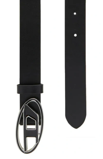 Diesel Black Belt With Oval Logo Buckle