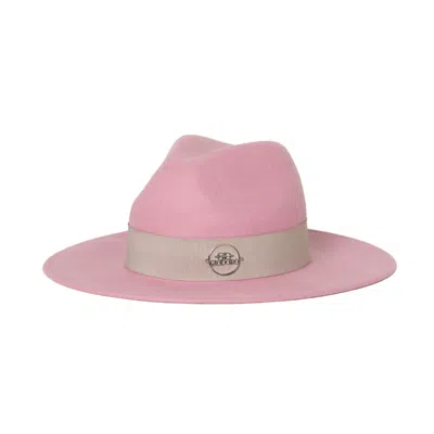 Giodoro Women's Pink / Purple Alvossi Rose Fedora Hat With Grey Ribbon