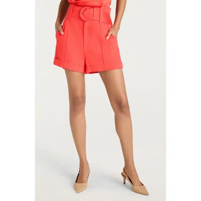 Cinq À Sept Aldi Belted High Waist Shorts In Red