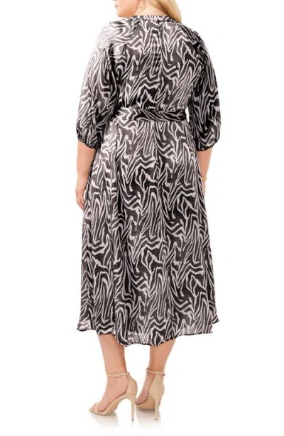 Vince Camuto 3/4 Sleeve Zebra Print Dress In Black
