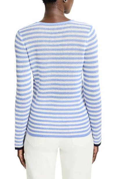 Nic + Zoe Nic+zoe Stripe Supersoft Mesh Sweater In Blue