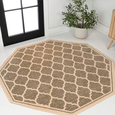 Jonathan Y Trebol Moroccan Trellis Textured Weave Octagon Indoor/outdoor Area Rug In Neutral