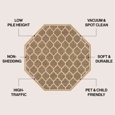 Jonathan Y Trebol Moroccan Trellis Textured Weave Octagon Indoor/outdoor Area Rug In Neutral