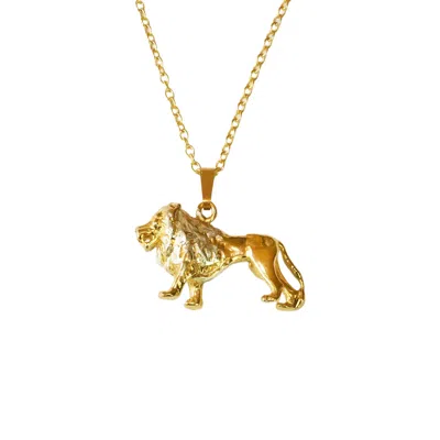 Simon Kemp Jewellers Women's Large Lion Pendant Eighteen Carat Gold On Solid Silver Silver