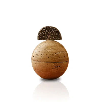 Marleth Neutrals / Brown Natural Travertine Stone & Textured Bronze Decorative Sculpture