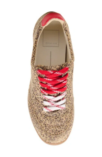 Dolce Vita Laini Sneakers Tan Leopard Printed Suede In Animal Print