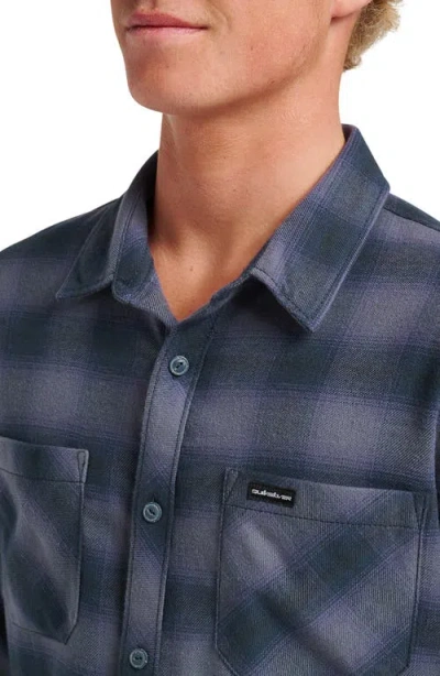 Quiksilver Terrace Ombre Check Stretch Flannel Button-up Shirt In Blue