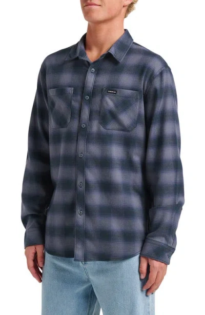 Quiksilver Terrace Ombre Check Stretch Flannel Button-up Shirt In Blue