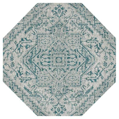 Jonathan Y Estrella Bohemian Medallion Textured Weave Octagon Indoor/outdoor Area Rug In Green