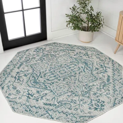 Jonathan Y Estrella Bohemian Medallion Textured Weave Octagon Indoor/outdoor Area Rug In Green