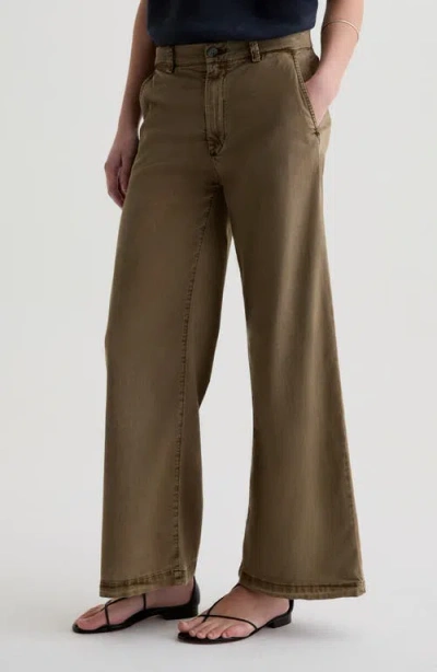 Ag Caden Twill Wide Leg Pants In Brown