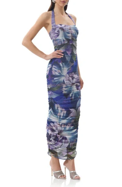 Afrm Indina Ruched Mesh Body-con Maxi Dress