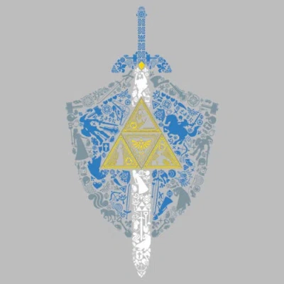 Nintendo Legend Of Zelda Hidden Pattern  Graphic T-shirt In Gray