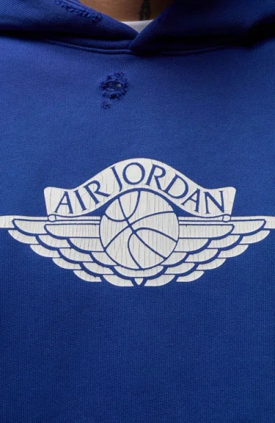 Jordan Rare Air Oversize Distressed Pullover Hoodie In Blue