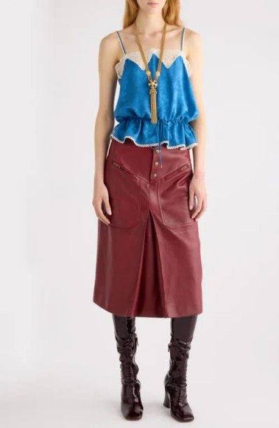 Chloé Lace-trimmed Silk-jacquard Camisole In Blue