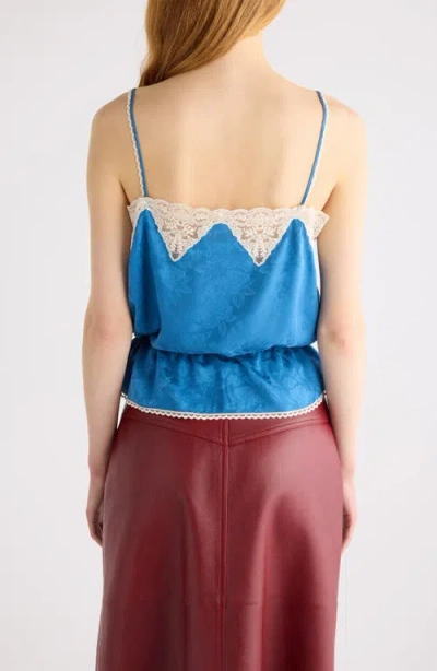 Chloé Lace-trimmed Silk-jacquard Camisole In Blue