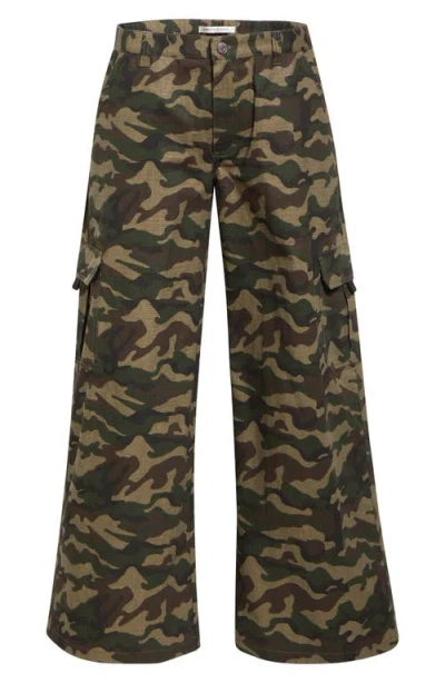 Sandy Liang Sorano Bow Embroidered Wide Leg Camo Cargo Pants In Multi