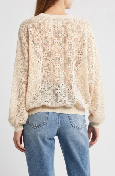 The Great . The Open Stitch Cotton Pullover In Neutral